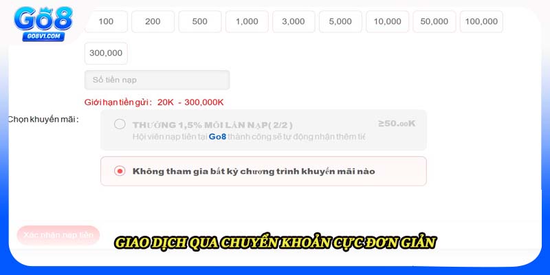 Giao dịch qua chuyển khoản cực đơn giản